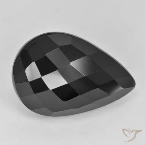 19.24ct Natural Black Onyx, Pear Shape, Opaque