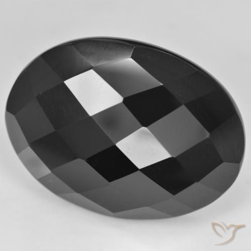 39,05 ct ovaler Onyx im Rosenschliff, 30,1 x 22,6 mm aus Sri Lanka, Photo A