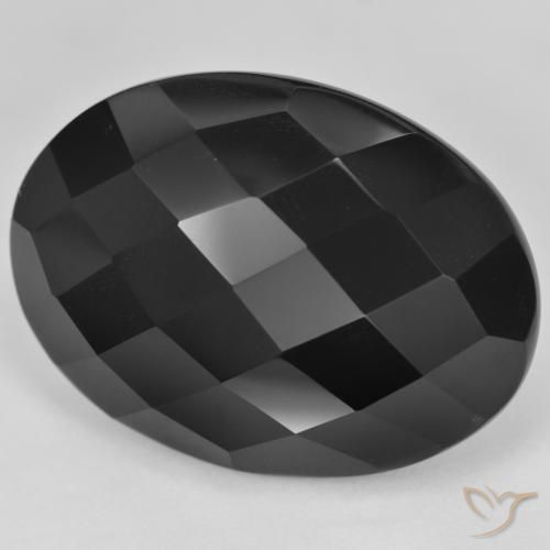 28.87 ct Black Onyx Stone, Natural Onyx in Oval Rose-Cut Shape for Sale