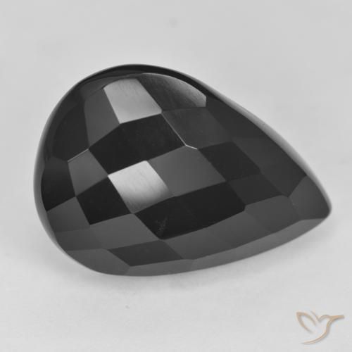 19.71ct Natural Black Onyx, Pear Shape, Opaque