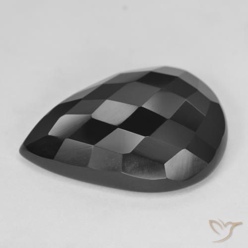 19.71 ct Black Onyx Stone, Natural Onyx in Pear Rose-Cut Shape for Sale