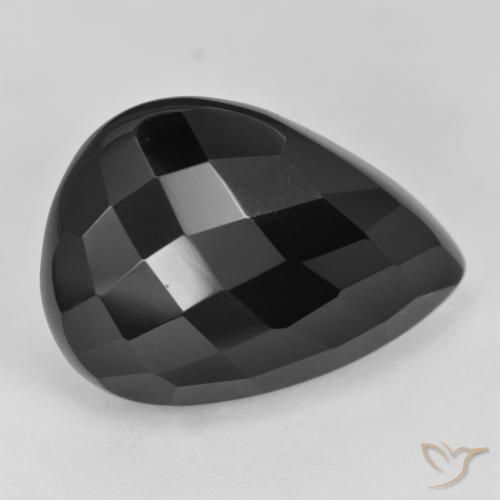 21.26ct Natural Black Onyx, Pear Shape, Opaque