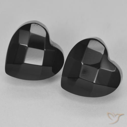 8.31 ctw Black Onyx Stones, Natural Onyx in Heart Rose-Cut Shape for Sale