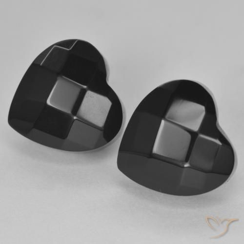 8.31 ctw Black Onyx Stones, Natural Onyx in Heart Rose-Cut Shape for Sale