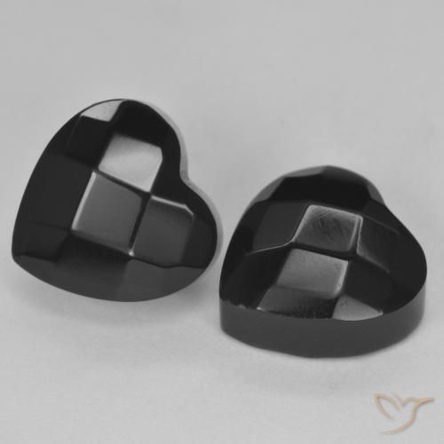 Ónix Corazón a juego de 2 piezas en tamaño 10,5 x 10,4mm, peso 8,61 ct en total / promedio. 4,31 ct cada uno, Negro en claridad Opaco, piedra preciosa natural , dureza de Mohs 6.5 - 7 Adecuado para joyas de uso diario, Photo A