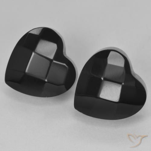 8.61 ctw Black Onyx Stones, Natural Onyx in Heart Rose-Cut Shape for Sale