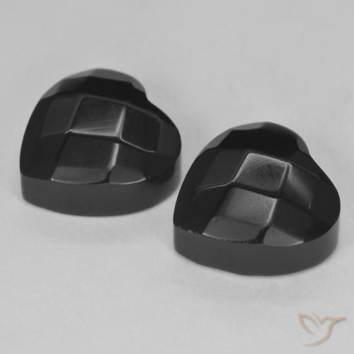 1.4 克拉心形黑色缟玛瑙出售，2 件10,5 x 10,4 mm 毫米产品编号 