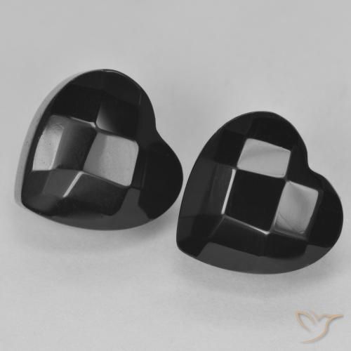 8.56 ctw Black Onyx Stones, Natural Onyx in Heart Rose-Cut Shape for Sale