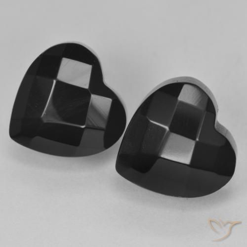 8.57 ctw Black Onyx Stones, Natural Onyx in Heart Rose-Cut Shape for Sale