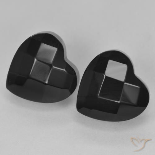 8.51 ctw Black Onyx Stones, Natural Onyx in Heart Rose-Cut Shape for Sale
