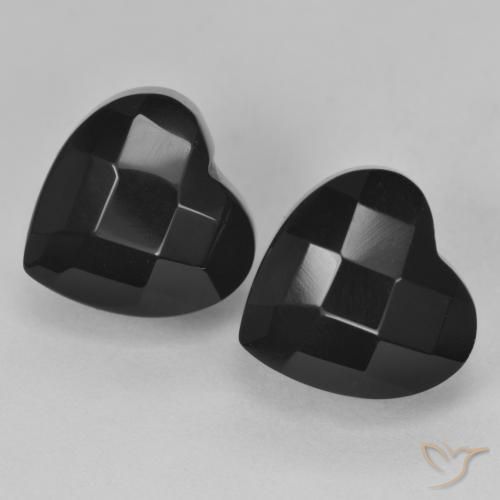 8.77 ctw Black Onyx Stones, Natural Onyx in Heart Rose-Cut Shape for Sale