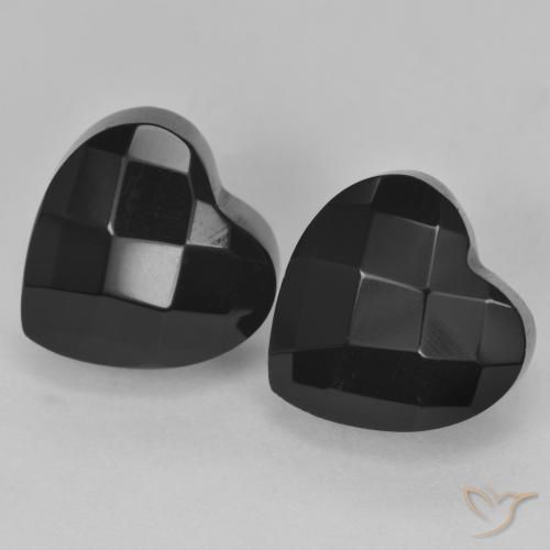 8.38 ctw Black Onyx Stones, Natural Onyx in Heart Rose-Cut Shape for Sale