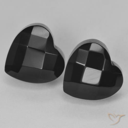 8.50 ctw Black Onyx Stones, Natural Onyx in Heart Rose-Cut Shape for Sale