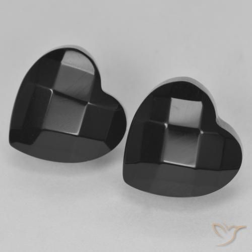 8.71 ctw Black Onyx Stones, Natural Onyx in Heart Rose-Cut Shape for Sale