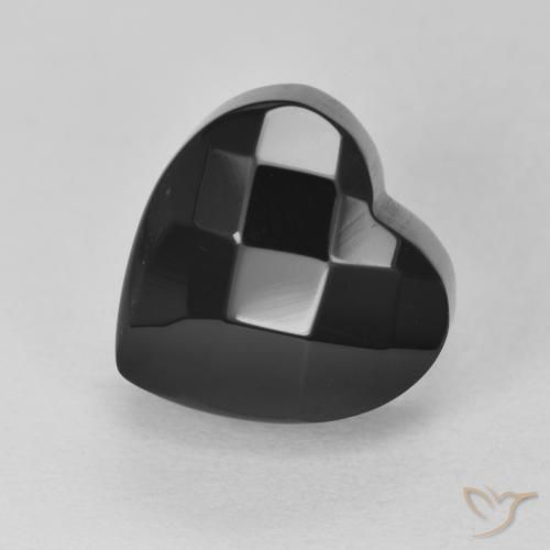 4.46 ct Black Onyx Stone, Natural Onyx in Heart Rose-Cut Shape for Sale