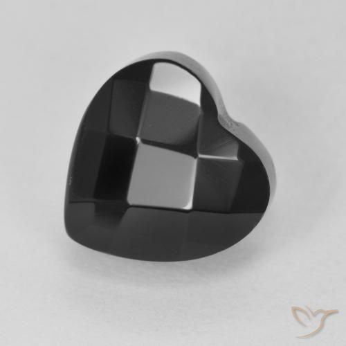 4.22 ct Black Onyx Stone, Natural Onyx in Heart Rose-Cut Shape for Sale