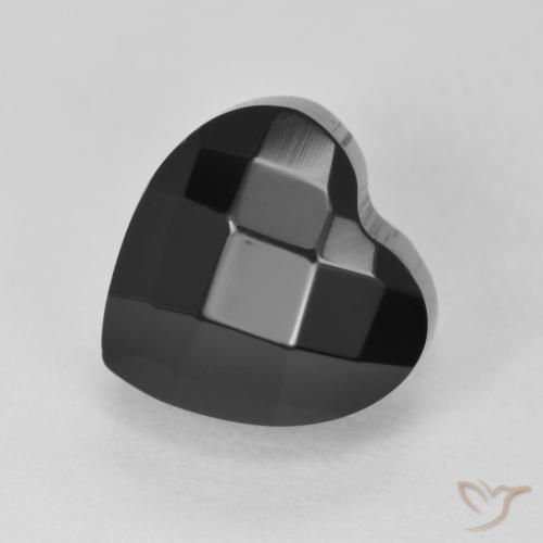 4.20 ct Black Onyx Stone, Natural Onyx in Heart Rose-Cut Shape for Sale