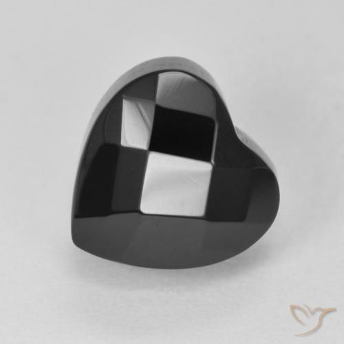 4.33 ct Black Onyx Stone, Natural Onyx in Heart Rose-Cut Shape for Sale