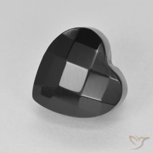 4.31 ct Black Onyx Stone, Natural Onyx in Heart Rose-Cut Shape for Sale