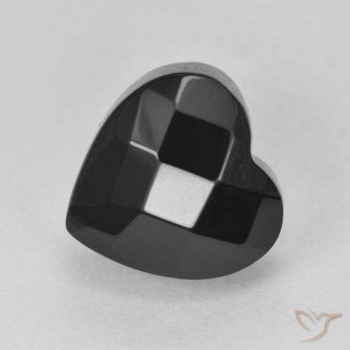 4.36 ct Black Onyx Stone, Natural Onyx in Heart Rose-Cut Shape for Sale
