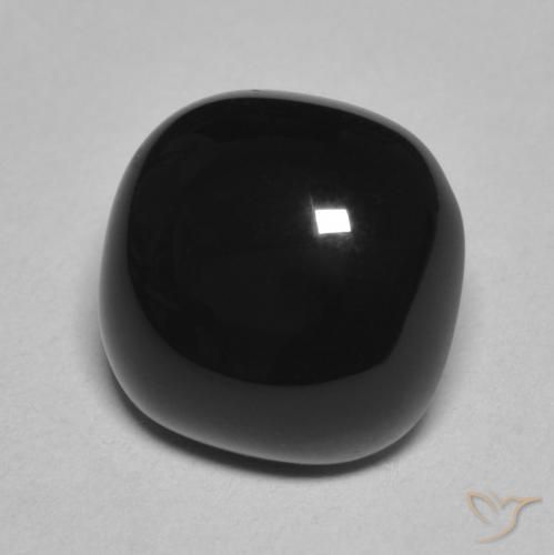 4.94 ct Black Onyx Stone, Natural Onyx in Cushion Cabochon Shape for Sale