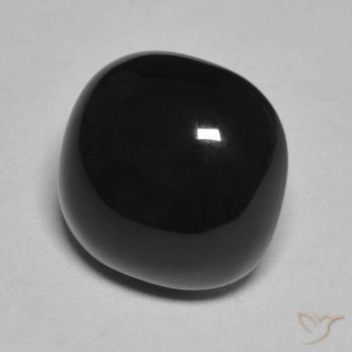 4.76 ct Black Onyx Stone, Natural Onyx in Cushion Cabochon Shape for Sale