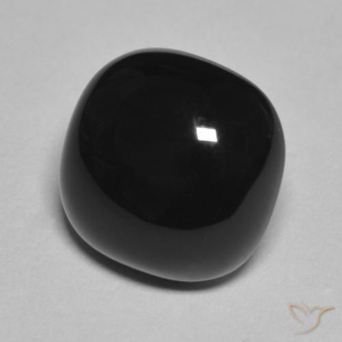 4.88 ct Black Onyx Stone, Natural Onyx in Cushion Cabochon Shape for Sale