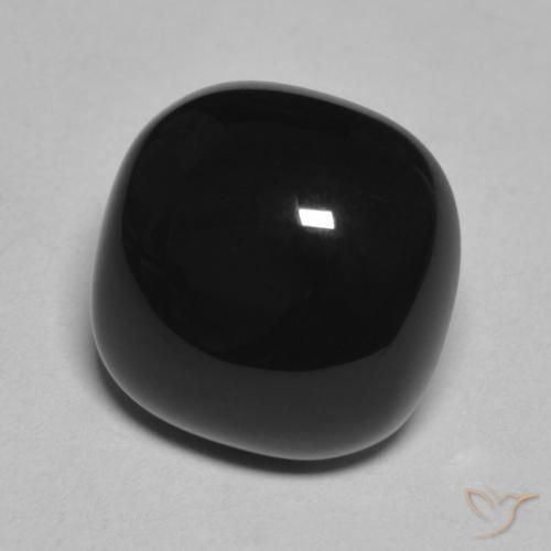 4.89 ct Black Onyx Stone, Natural Onyx in Cushion Cabochon Shape for Sale