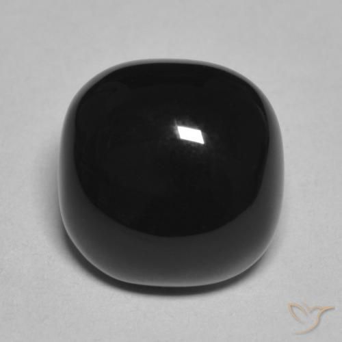 Ónix Negro Forma Cojín de 11 x 10,9mm de Sri Lanka, peso de 4.85 ct, piedra preciosa natural Teñido en Opaco Clarity, Ónix Cabujón forma Cojín de 1 pieza - Color: Negro, dureza Mohs de 6.5 - 7 Adecuado para joyas de uso diario, Photo A