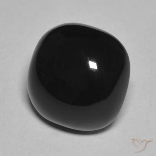 4.85 ct Black Onyx Stone, Natural Onyx in Cushion Cabochon Shape for Sale