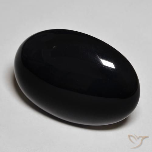 19.31 ct Black Onyx Stone, Natural Onyx in Oval Cabochon Shape for Sale
