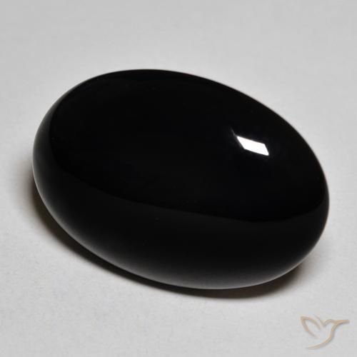 19.58 ct Black Onyx Stone, Natural Onyx in Oval Cabochon Shape for Sale