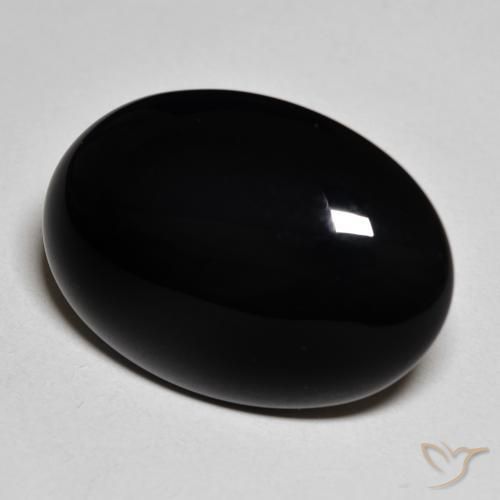 19.82 ct Black Onyx Stone, Natural Onyx in Oval Cabochon Shape for Sale