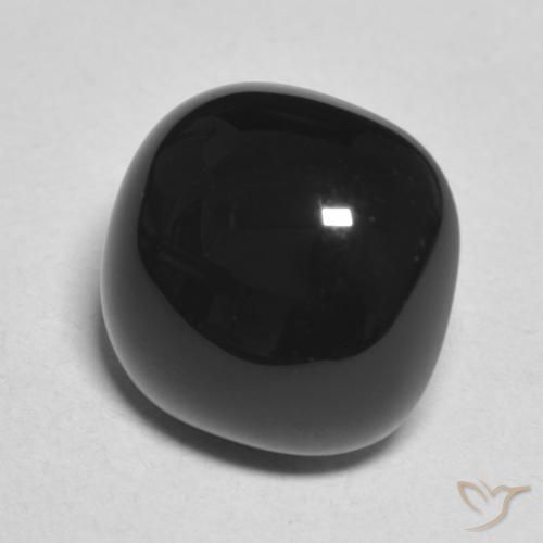 4.89 ct Black Onyx Stone, Natural Onyx in Cushion Cabochon Shape for Sale