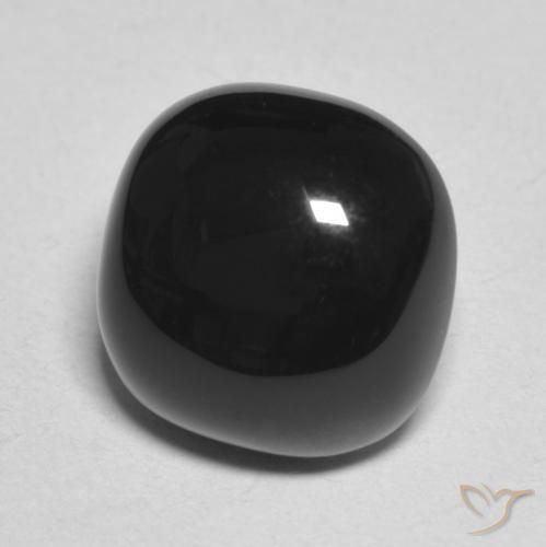4.84 ct Black Onyx Stone, Natural Onyx in Cushion Cabochon Shape for Sale