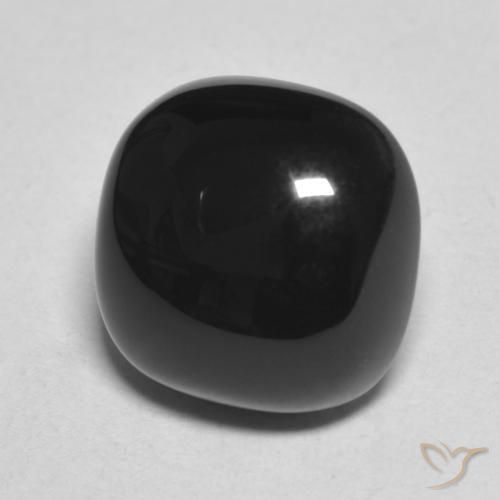 4.92 ct Black Onyx Stone, Natural Onyx in Cushion Cabochon Shape for Sale