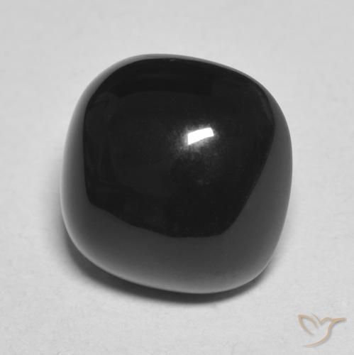 4.70 ct Black Onyx Stone, Natural Onyx in Cushion Cabochon Shape for Sale