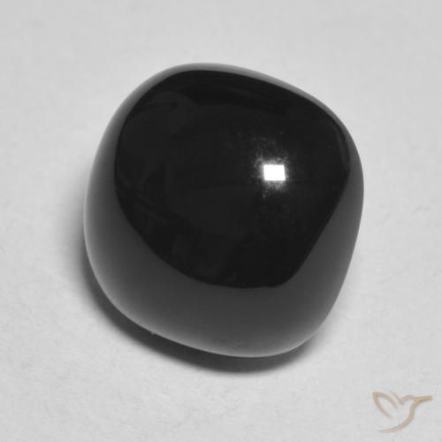 4.85 ct Black Onyx Stone, Natural Onyx in Cushion Cabochon Shape for Sale