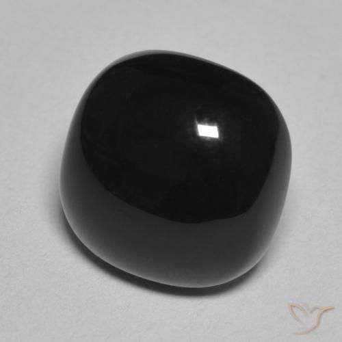 4.70 ct Black Onyx Stone, Natural Onyx in Cushion Cabochon Shape for Sale