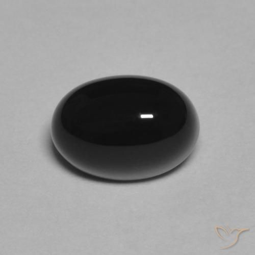 1.09 ct Black Onyx Gemstone, Onyx Gem in Oval Cabochon Shape for Sale.