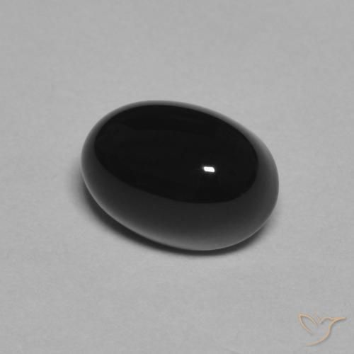 1.09 ct Black Onyx Stone, Natural Onyx in Oval Cabochon Shape for Sale