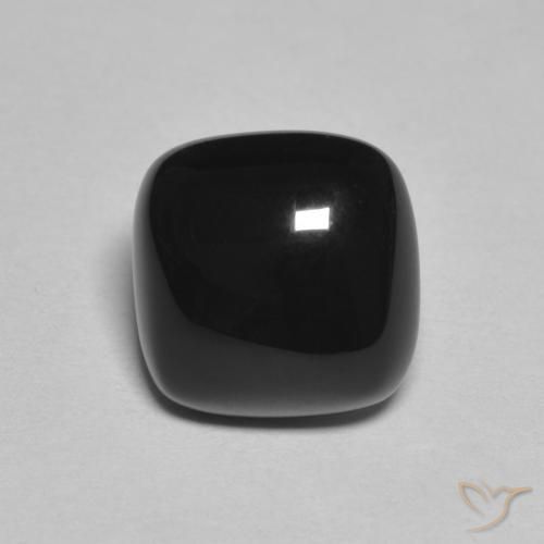 Onice 10 x 10mm nero Cabochon a cuscino dallo Sri Lanka, peso di 3,58 ct, gemma naturale Tinto in purezza Opaque, 1 pezzo Onice - Colore: Nero, durezza Mohs di 6,5 - 7 adatto per gioielli da indossare ogni giorno, Photo A