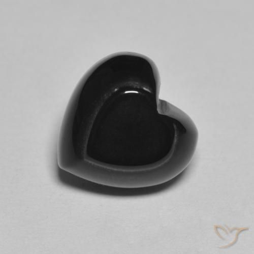 4.24 ct Black Onyx Stone, Natural Onyx in Heart Cabochon Shape for Sale