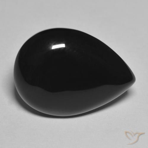 Ónix Negro Pera de 11.25 ct de Sri Lanka, dimensión 19,6 x 14,6mm, piedra preciosa natural Teñido, claridad Opaco, Ónix Cabujón Pera de 1 pieza, dureza de Mohs de 6.5 - 7 Adecuado para joyas de uso diario , Photo A