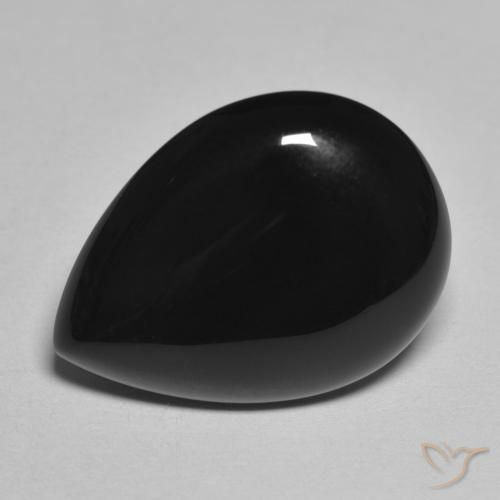 11.25 ct Black Onyx Stone, Natural Onyx in Pear Cabochon Shape for Sale