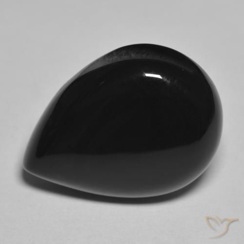 12.30 ct Black Onyx Stone, Natural Onyx in Pear Cabochon Shape for Sale