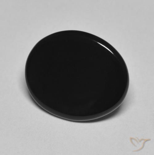 4.22 ct Black Onyx Stone, Natural Onyx in Oval Cabochon Shape for Sale