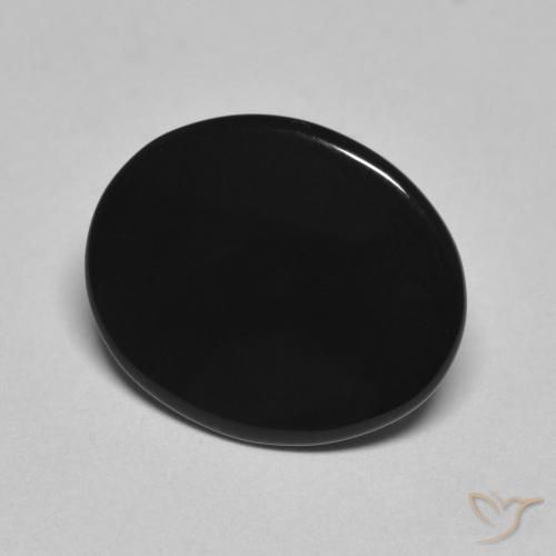 4.06 ct Black Onyx Stone, Natural Onyx in Oval Cabochon Shape for Sale