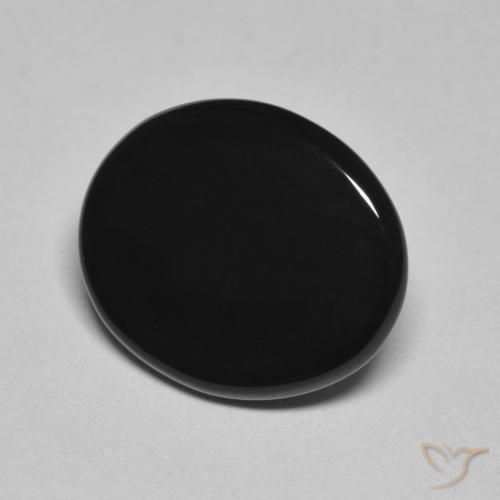 4.26 ct Black Onyx Stone, Natural Onyx in Oval Cabochon Shape for Sale