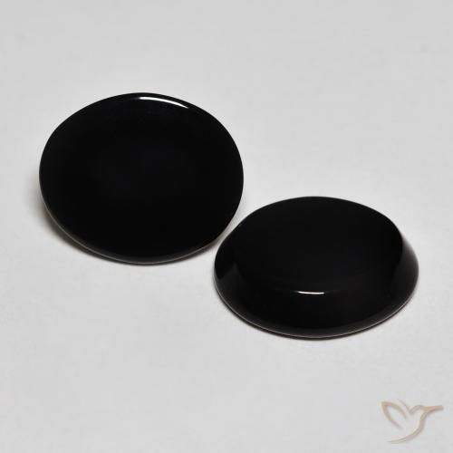 8.01 ctw Black Onyx Stones, Natural Onyx in Oval Cabochon Shape for Sale